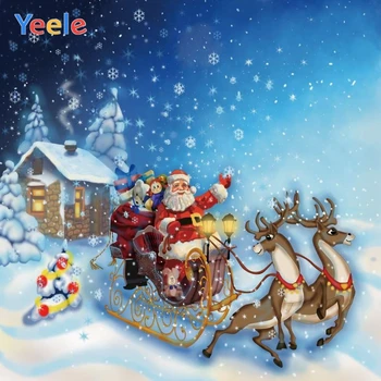 

Yeele Snow Santa Claus Deer House Sled Tree Christmas Photophone Photography Backgrounds Photographic Backdrops for Photo Studio