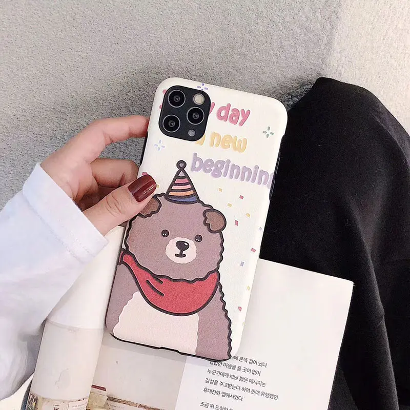 Чехлы для телефонов iphone 11Pro XS Max X XR милый медведь на день рождения матовый IMD мягкий чехол для iphone 11 6 6S 7 8 Plus задняя крышка fundas чехлы - Цвет: 2