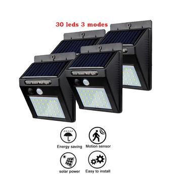 

2/4PCS 30 LED Solar Light LED Wall Lamp PIR Sensor Motion 4 Modes Emergency Lights With Adjustable Pole for Garden Outdoor Light