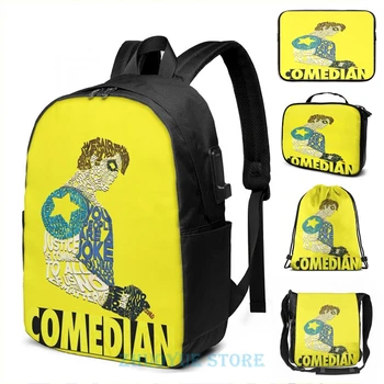 

Graphic print Watchmen - The Comedian - Typography USB Charge Backpack men School bags Women bag Travel laptop bag