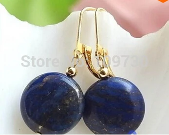 free shipping &gt&gt&gt NATURE 14MM LAPIS LAZULI COIN BEAD DANGLE EARRING 14K | Украшения и аксессуары