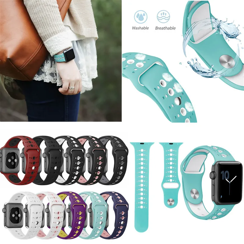 

Silicone Sports Smart Watch Bands for Apple Watch 42mm 38mm 40mm 44mm Wristwatch Strap Bracelet for IWatch Series 1 2 3 4