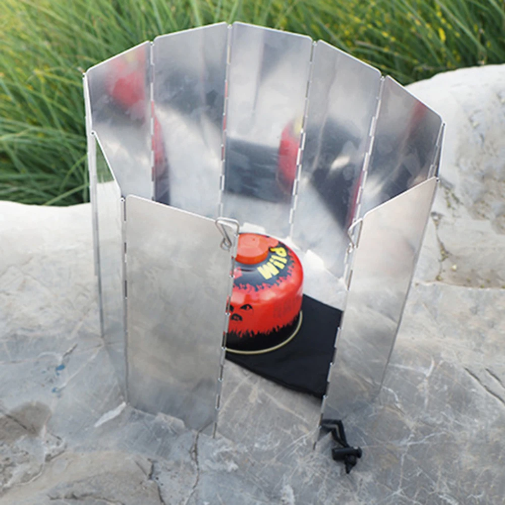 Portable Furnace Wind Deflector Aluminium Alloy Foldable Camping Gas