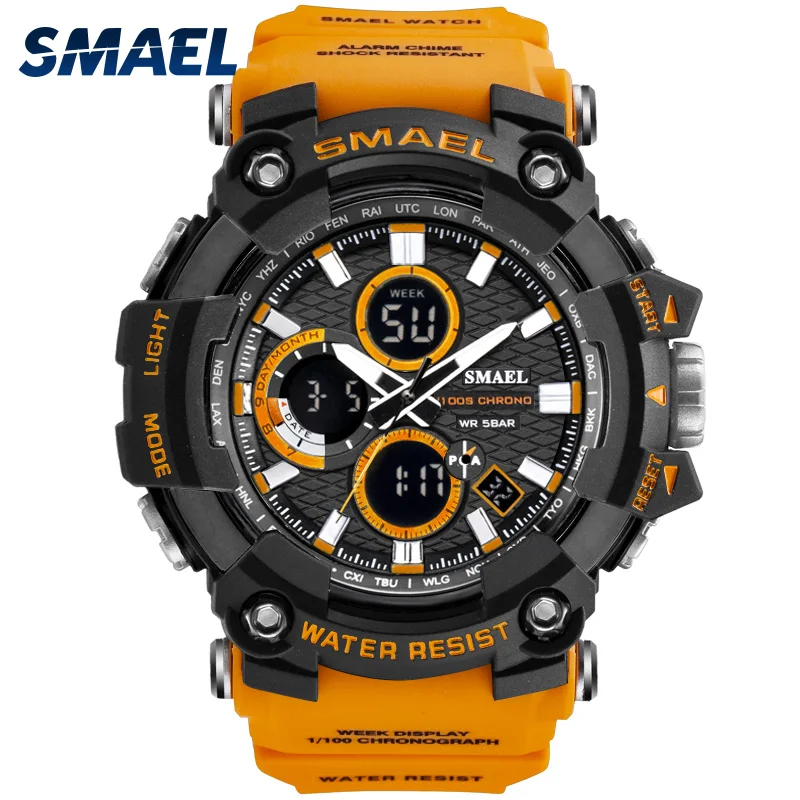 Comprar Reloj deportivo doble hora relojes para hombres 50m reloj impermeable relojes militares para hombres 1802D resistente a los golpes relojes deportivos regalos