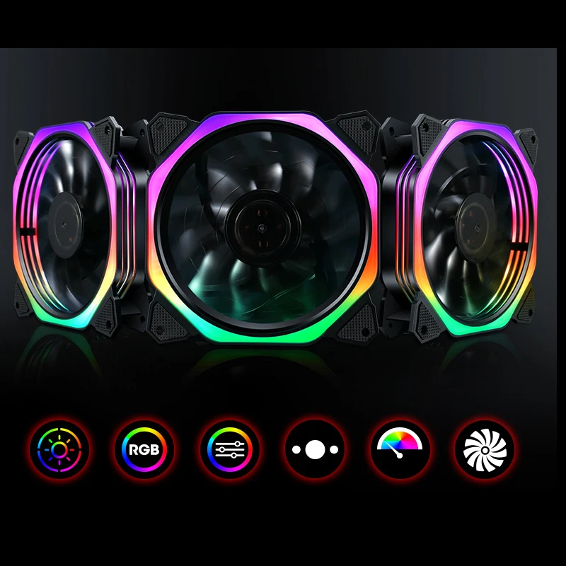 RGB-вентилятор для компьютера 120 мм с регулировкой скорости светодиодного