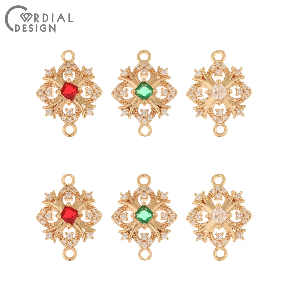 Cordial Design 50Pcs 13*17MM DIY Earrings Accessories/Charms/Hand Made/CZ Rhinestone Connectors/Jewelry Findings & Components - cordial