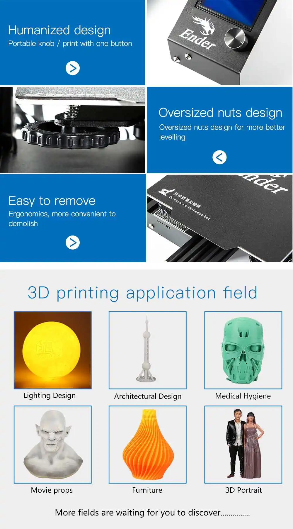 Ender-3/Ender-3 PRO 3d принтер DiY Kit v-слот I3 FDM технология MK10 экструдер 220x220x250 мм размер 3D принтер