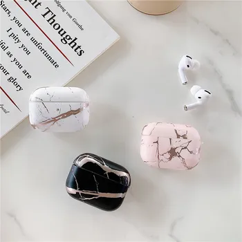 

Gold Strip Crack Marble Earphone Case For Apple Airpods Pro Case Hard Luxury Cover on Air pods 3 Headphone Earpods Charging Box