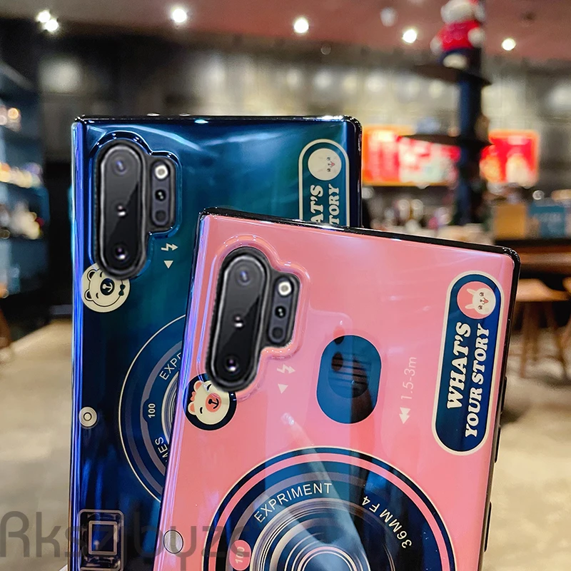 Модный чехол IMD для камеры в стиле ретро с держателем из ТПУ Samsung Galaxy S10 S10e S10lite S7 Edge