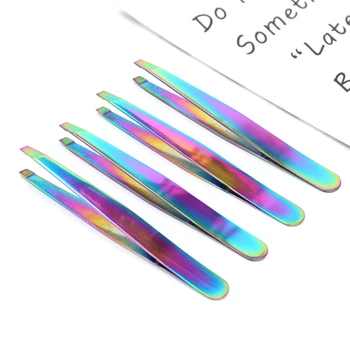 

1PC Color Titanium False Eyelash Tweezers Angle Eyebrow Stainless Steel Tweezers Cosmetic Beauty Makeup Tool