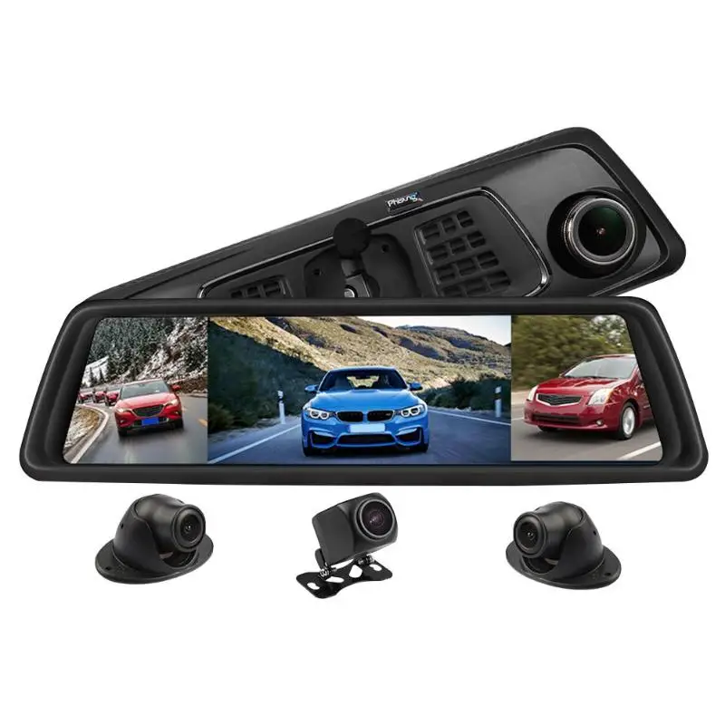 Phisung Android 5,1 9,8" ips сенсорный экран Восьмиядерный 4G 1296P Автомобильное зеркало заднего вида DVR WiFi gps BT ADAS видеорегистратор
