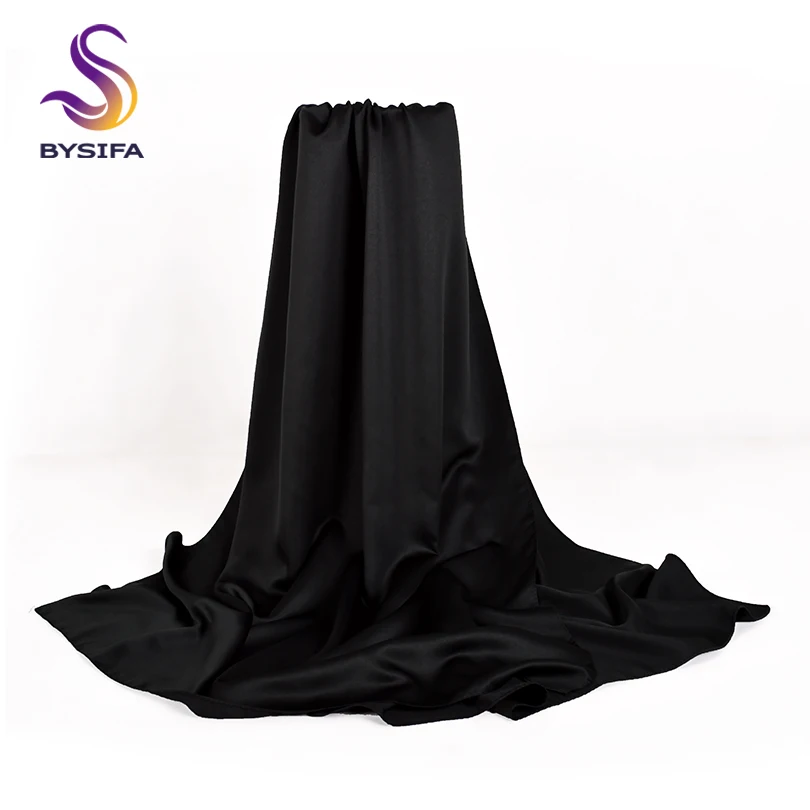 [BYSIFA] Новый женский однотонный тусклый атласный шелковый шарф шаль весна осень Высший сорт Простые Длинные шарфы женские летние пляжные