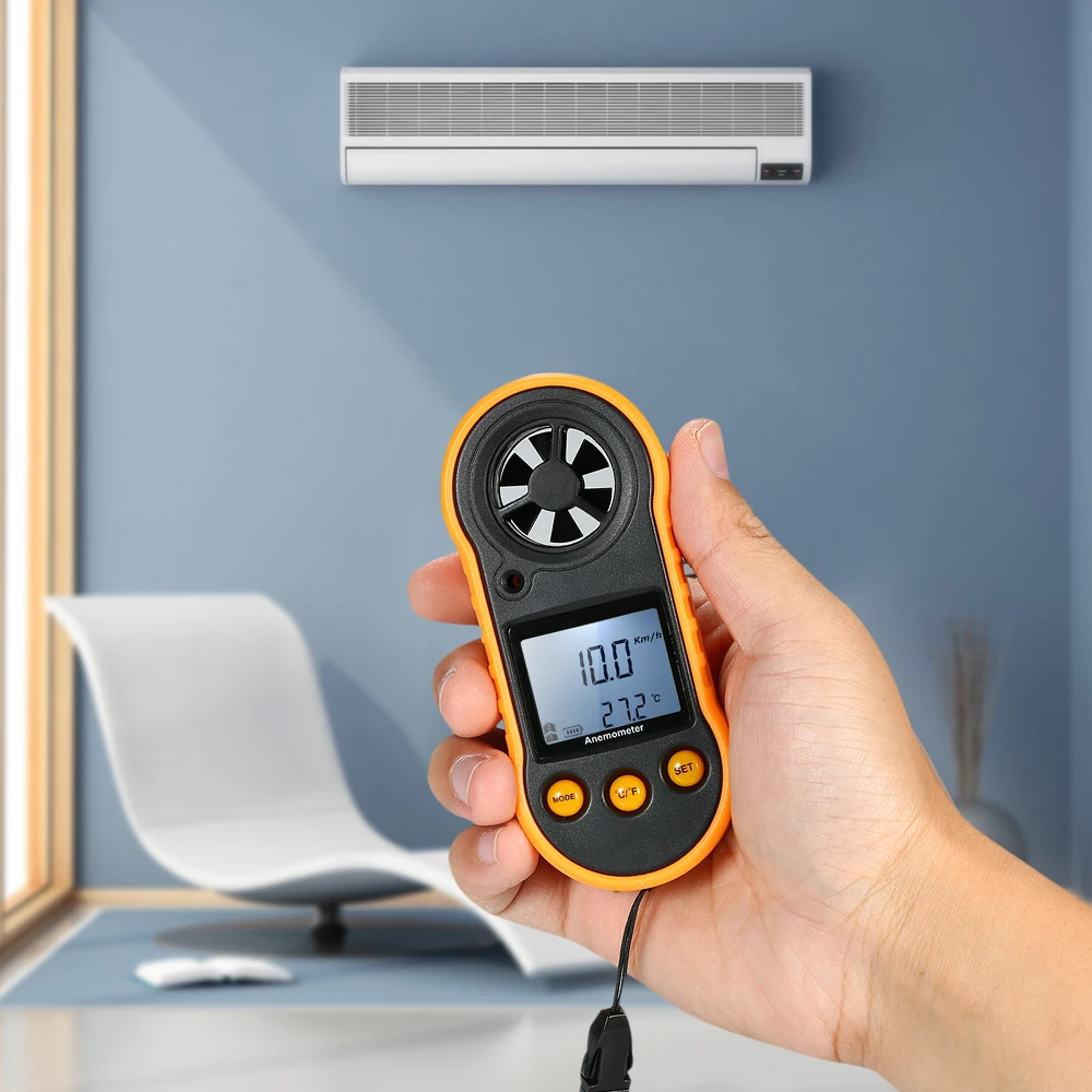 Мини цифровой анемометр-термометр ручной анемометр Карманный измеритель скорости ветра тестер температуры воздуха