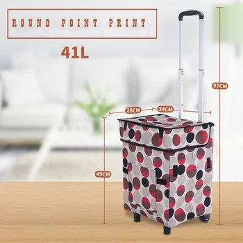 

E-FOUR Shopping Cart Waterproof Oxford Cloth Aluminum Alloy Shopping Trolley with Wheels Hand Cart Travel Car Accessories Cart