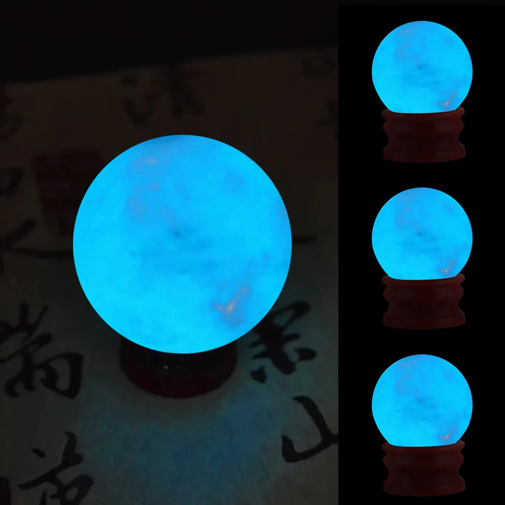 Amazing Fluorescent Ball 35MM Blue Luminous Glowing Stone Quartz Crystal Sphere Bedroom Decoration Glow Best Gift^30 | Дом и сад