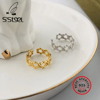 

S'STEEL Rings For Women 925 Sterling Silver Geometric Party Korean Gold Ring Joyeria Fina Para Mujer Gift For Girlfriend Jewelry