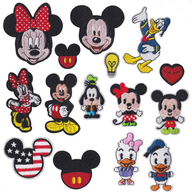 DISNEY MICKEY MINNIE Mouse Heart Patch Embroidered Badge Sew On