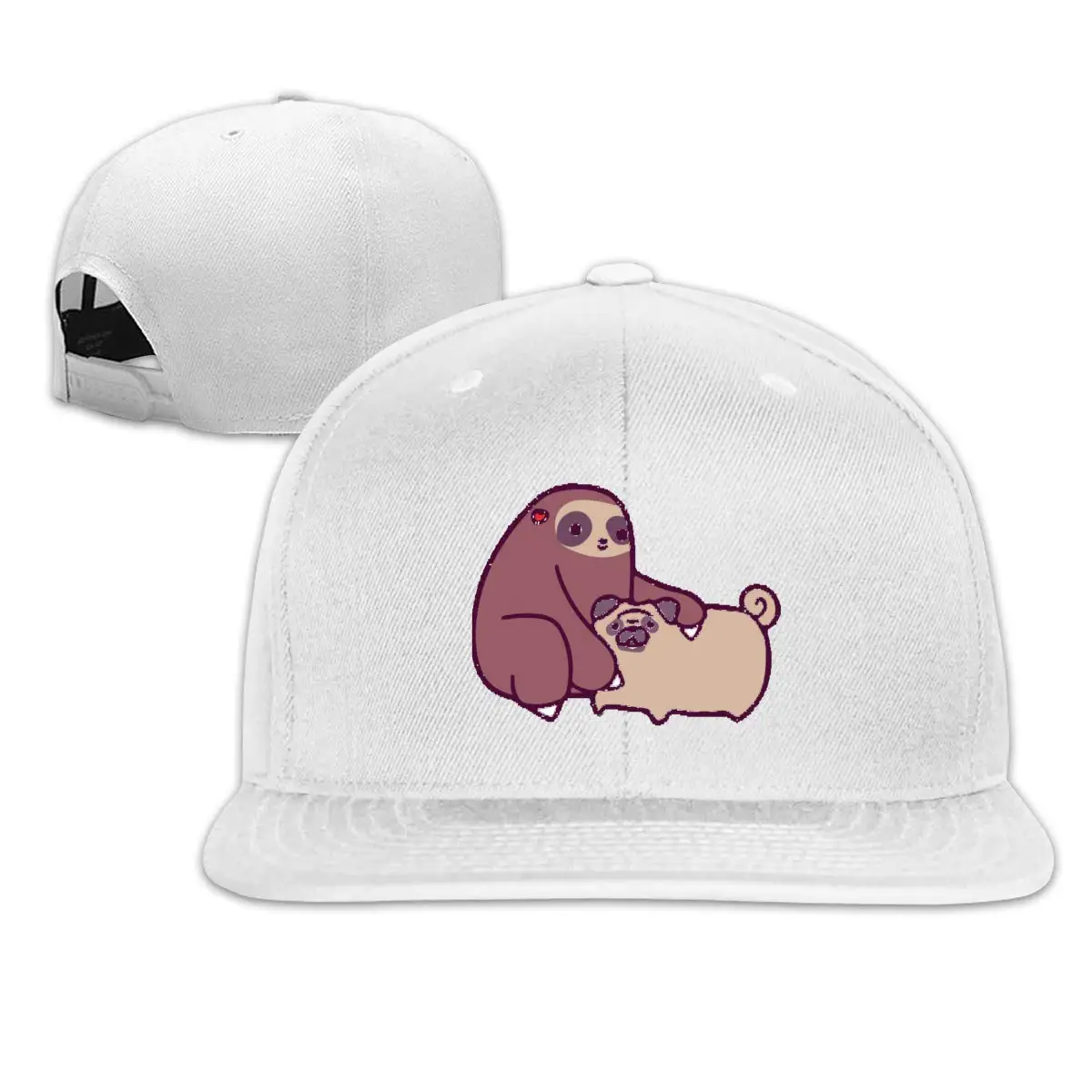 TSDFCMens& женский подарок Ленивец и Мопс дизайн плоская шляпа водителя грузовика Регулируемая унисекс белый
