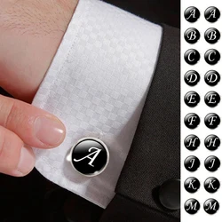 Abotoaduras masculinas de 26 letras, moda masculina a z, letra única, camisas masculinas, vestido de casamento, acessórios, presentes, 1.8cm, novo 1 par