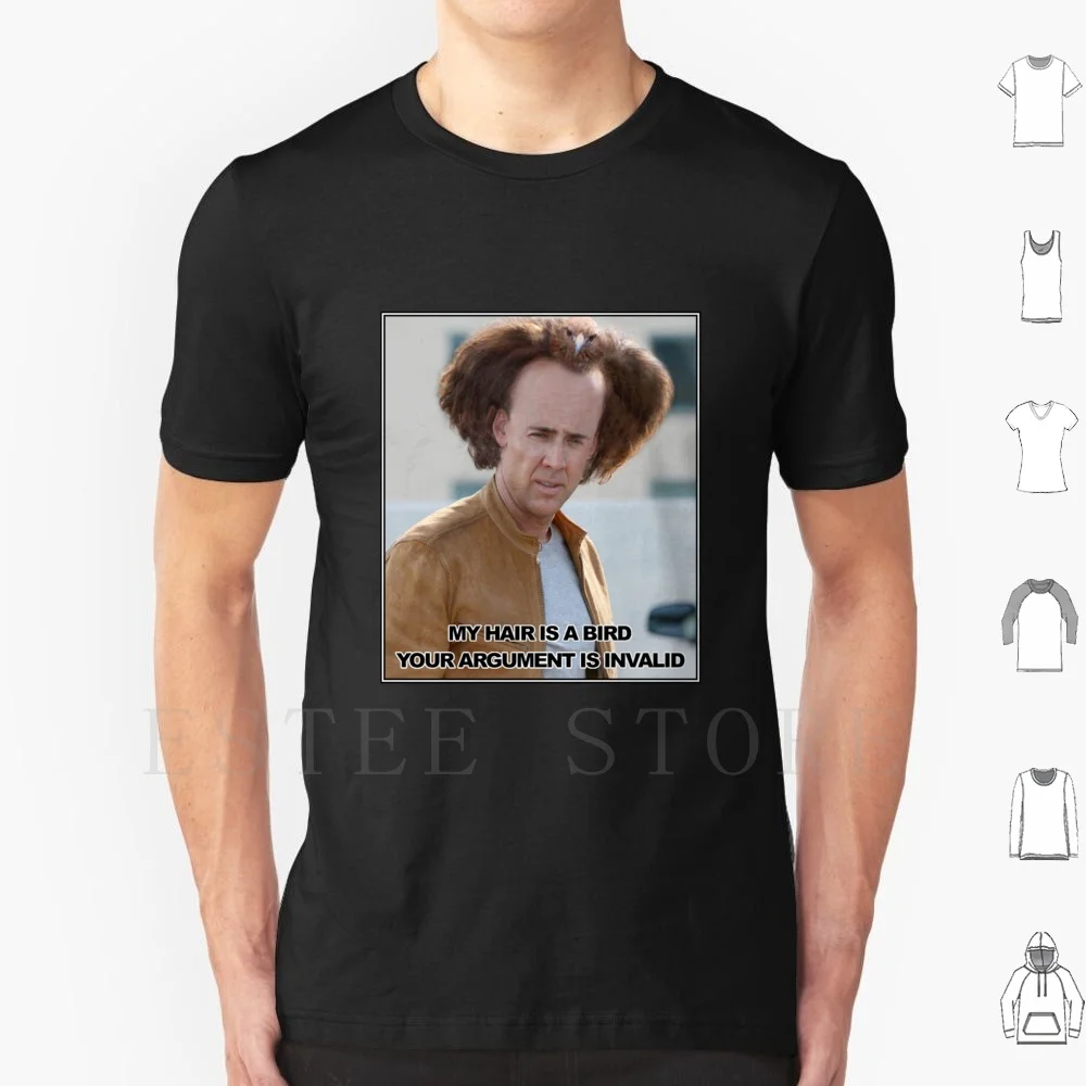 My Hair Is A Bird T Shirt Men Cotton 6xl Nick Cage Hair Bird Internet Meme  Funny Actor Film Movies - AliExpress