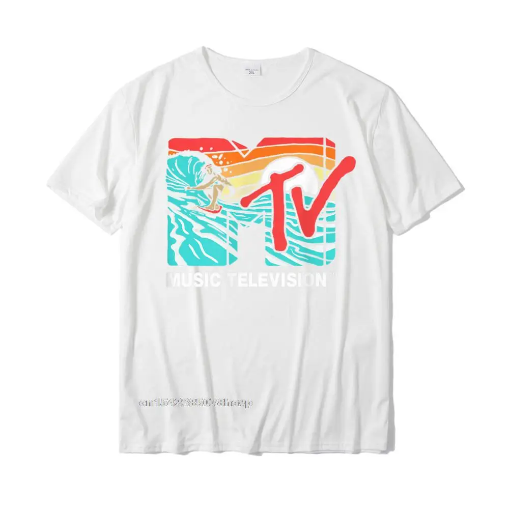 2021 Geek Printed Top T-shirts O-Neck 100% Cotton Men Tops & Tees Short Sleeve Thanksgiving Day Printed Tee-Shirt Mademark x MTV - MTV Catch a Wave MTV Surfer Logo Retro Graphic T-Shirt__2184. white