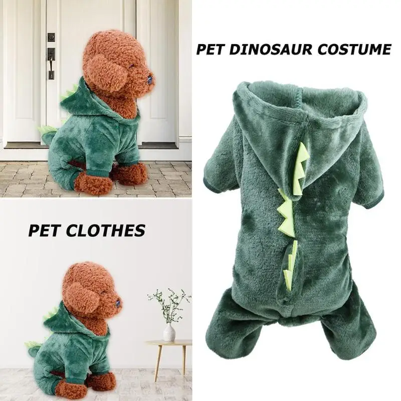 Одежда для собак, кошек, динозавров, кораллового флиса, сохраняющая тепло, одежда для собак, костюм для Хэллоуина, аксессуары для щенков, котят