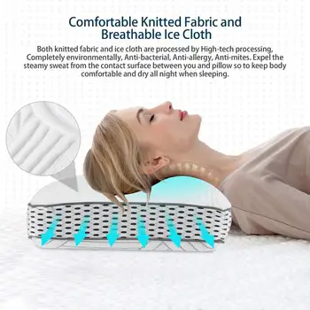 

Memory Foam Pillow 2 Faces for 4 Seasons - Breathable Hypoallergenic Dust-Mite Resistant Deep Sleeping Neck Pillow
