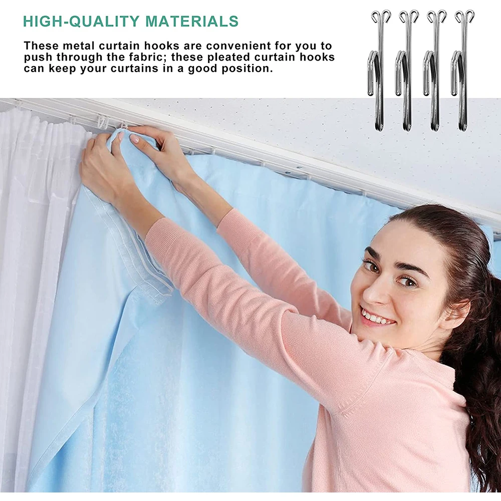 10pcs/set Curtain Pleat Hooks Waterproof Well Design Four Prongs Curtain  Pleat