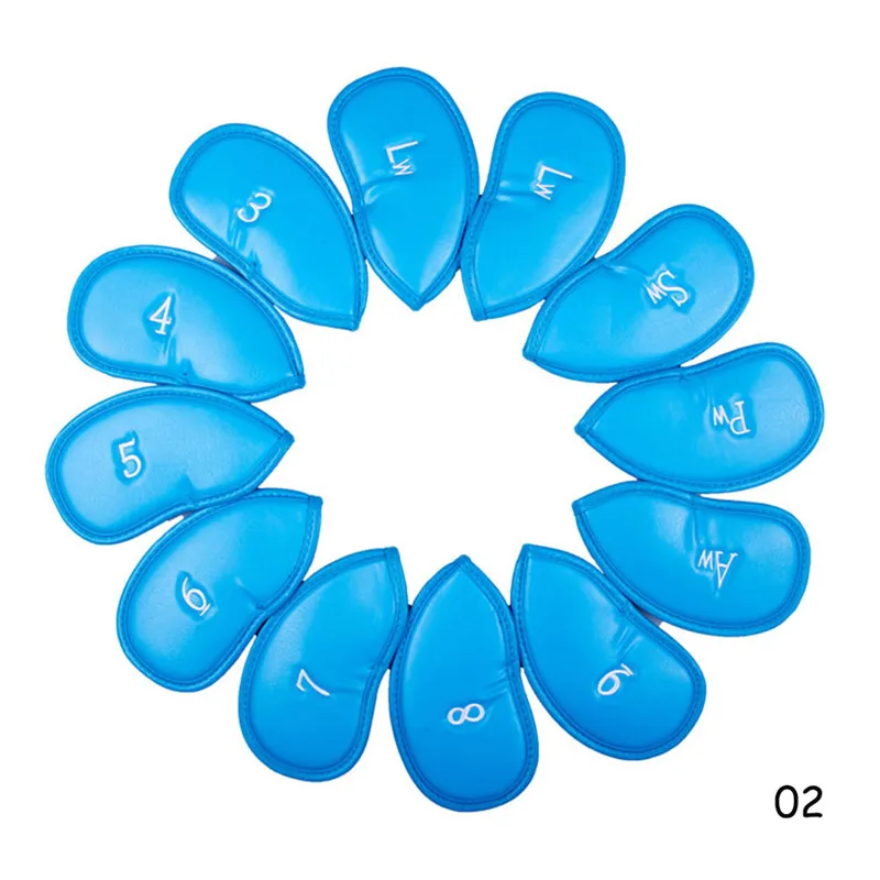

12 Pcs/Set Golf Club Iron Head Covers Golf PU Club Head Protector Iron Club Head Covers Golf Accessories 3 Colors