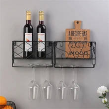 Baffect Wall Hanging Wine Storage Rack Iron Cup Storage Holder Double Layers Sundries Storage Organizer Wine Shelf Home Decor