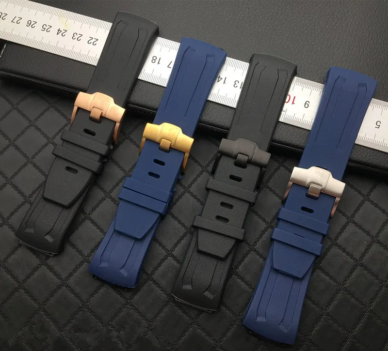 Черный синий ремешок для часов 27 мм AP 26589 26560IO.OO.D002CA.01 Audemars и Piguet Oak Concept belt|Ремешки