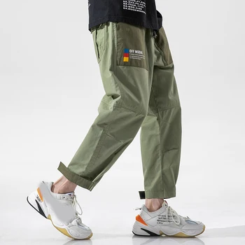 

EWQ / men's wear Hip-hop 2020 spring summer new cargo pants for male shorts men's casual loose print straight long pants 9Y2043
