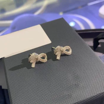 

UMGODLY Fashion Earrings Silver Color Elegant Cubic Zirconia Bowknot Earrings Women Ladies Wedding Party Jewelry