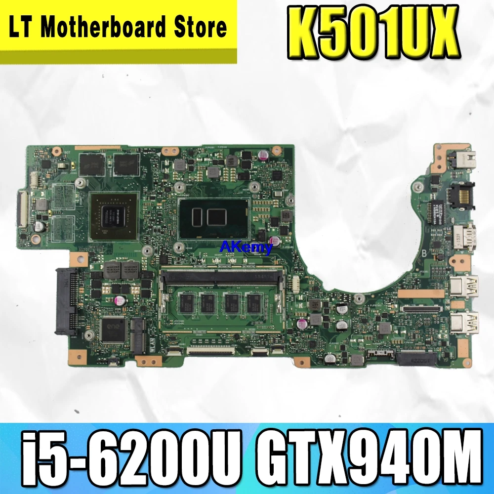 K501UX K501UB материнская плата для ноутбука For Asus K501U K501 оригинальная DDR4 8 Гб RAM i5-6200U GTX940M