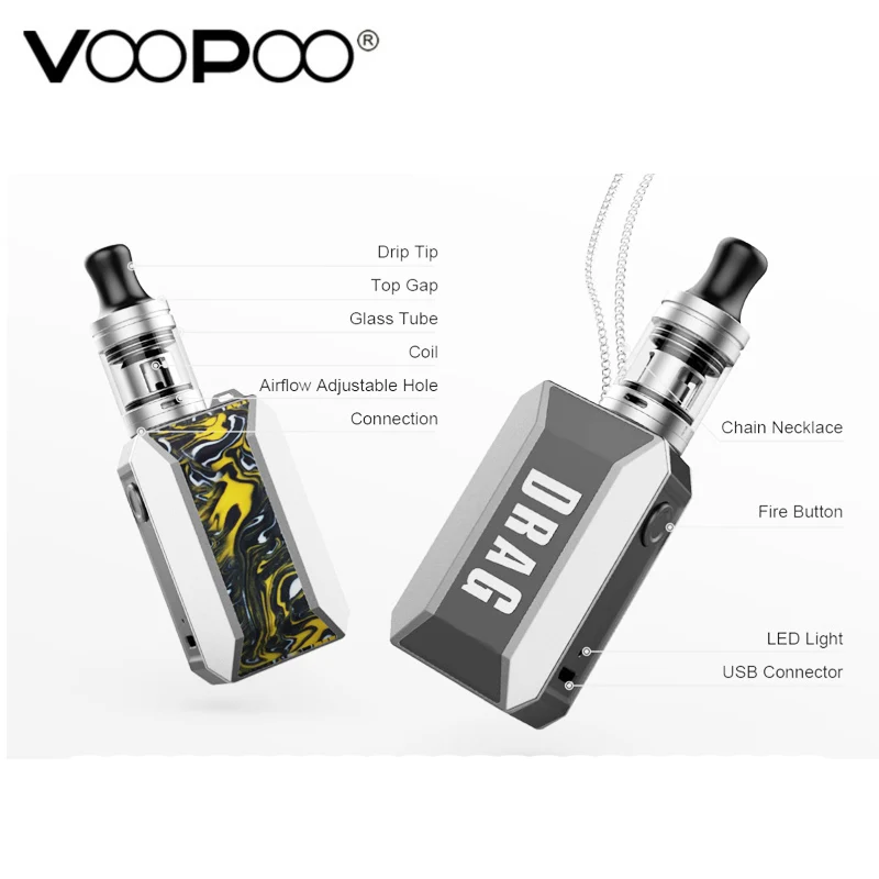 Ликвидация! Voopoo Drag Baby Trio Kit встроенный аккумулятор 1500 мАч емкость 1 8 мл диаметр 18 5