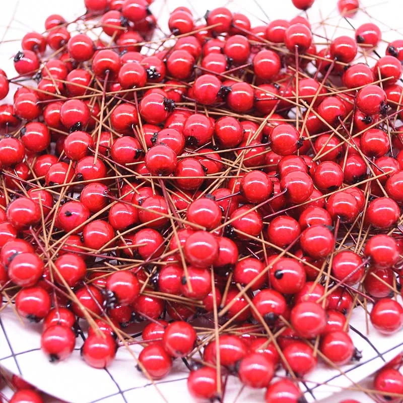 100Pcs Mini Pomegranate Artificial Flowers Stamens Red White Berries Cherry Fake Fruit for Wedding Christmas Decoration Artificial Plants Artificial Flowers Artificial Fruits and Vegetables