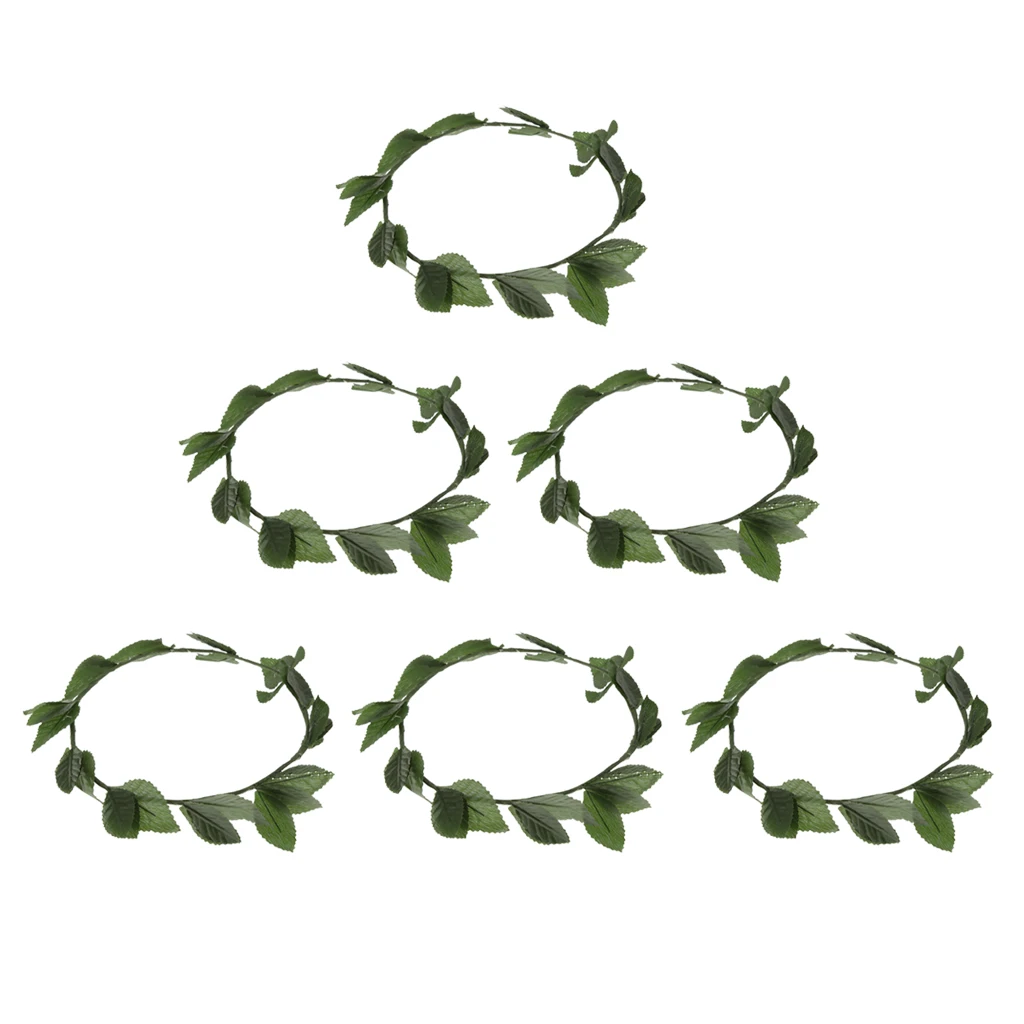 6 Pieces Green Leaf Roman Greek Goddess Laurel Wreath Fancy Dress Headbands