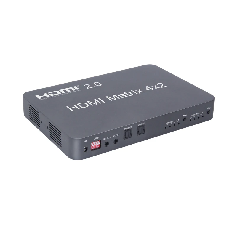 HDMI 2,0 Matrix 4x2 Scaler 4K 60Hz HDMI переключатель сплиттер Поддержка аудио независимо от оптического или стерео LPCM/DTS