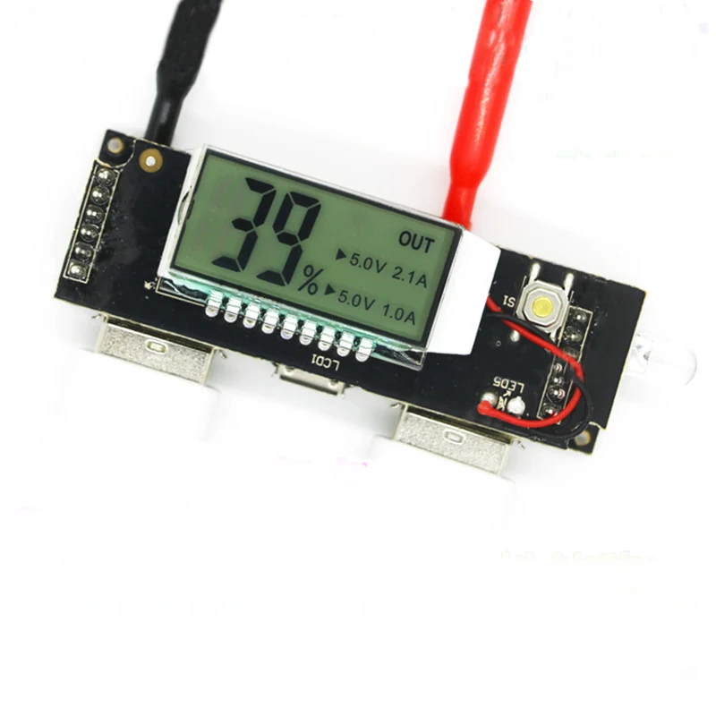 Dual USB Mobile Power Bank Charger 5V 2.1A 1A PCB Board Boost Step Up Module With LED Display for 18650 Battery DIY Electronics