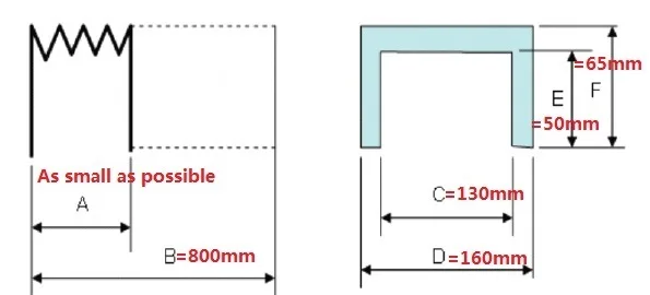 U-образный аккордеон защита сильфона, Width-130mm Height-50mm максимальной length-800mm