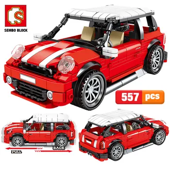 

SEMBO 557pcs City Creator Red Pull Back Vehicle Building Blocks Technic Racing Car MOC Model Bricks Toys For Children