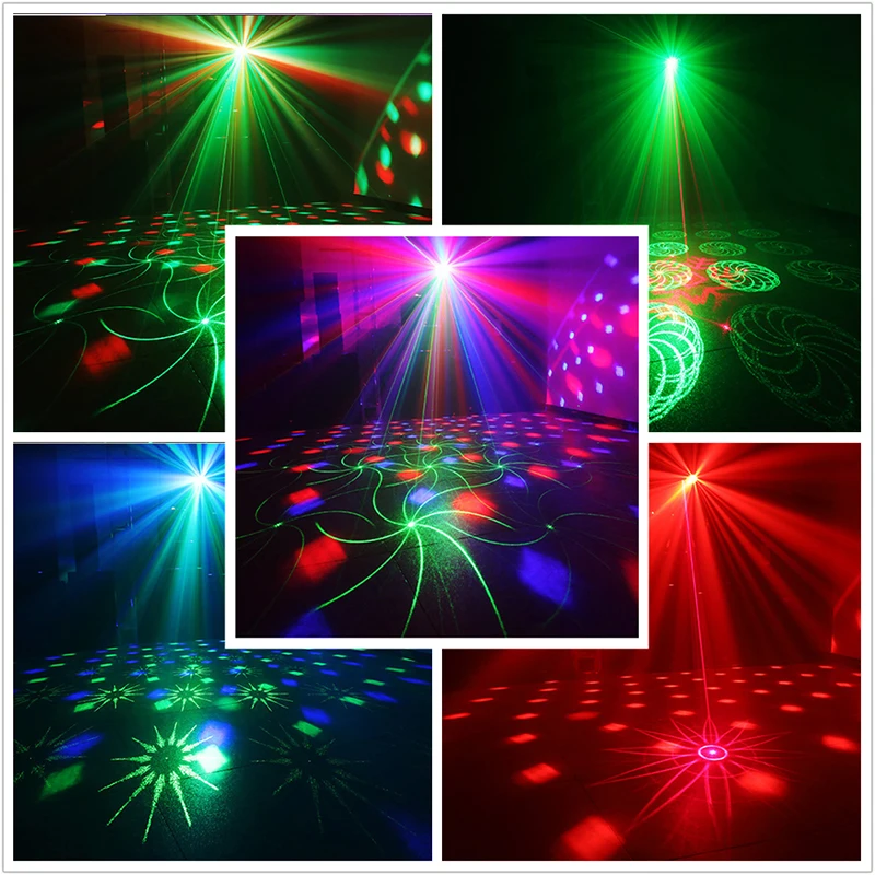 Led сцена с прожекторами для дискотеки огни DJ диско шар Звук Активированный лазерный проектор Эффект лампы свет музыка Рождественская вечеринка