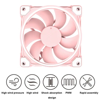 

120mm White LED CPU Cooler Blades PWM Fan Computer Accessory PC Case Devibration Air Volume Light Cooling Quiet Wide Use