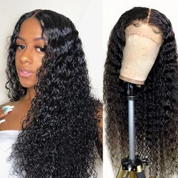 32 30 Inch Deep Wave T Part Wig Curly Human Hair Wig Transparent Wet And Wavy For Women Brazilian Remy Human Hair Wig