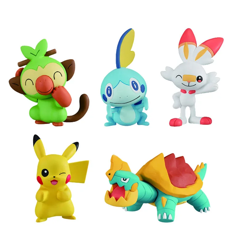 8 pçs conjunto pokemon pequeno tamanho modelo ornamentos de mesa ir para  galar região pikachu ponyta wooloo yamper sobble anime