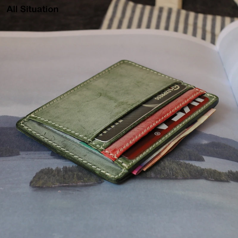 

Luxury Mini Credit Card Purses Ladies First Layer Cow Leather Top End Men Slim ID Driving License Card Case Thin Bus Card Bag