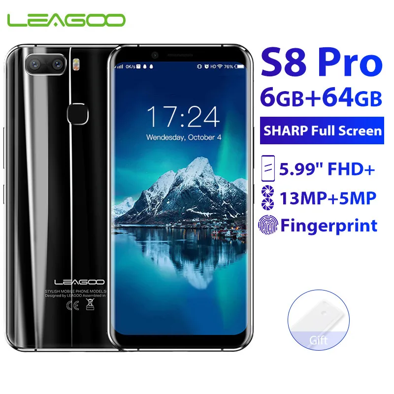 LEAGOO S8 Pro 6GB 64GB 5,99 ''18:9 мобильный телефон Android 7,0 MTK6757 Восьмиядерный 13,0 МП отпечаток пальца ID 4G смартфон