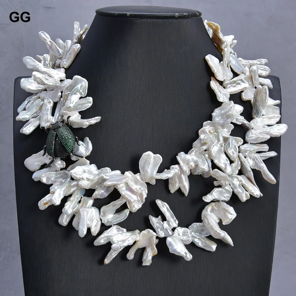 Aliexpress Buy 49 White Keshi Pearl Cz Pave Chain Long Necklace Aliexpress Buy 49 White Keshi Pearl Cz Pave Chain Long Necklace
