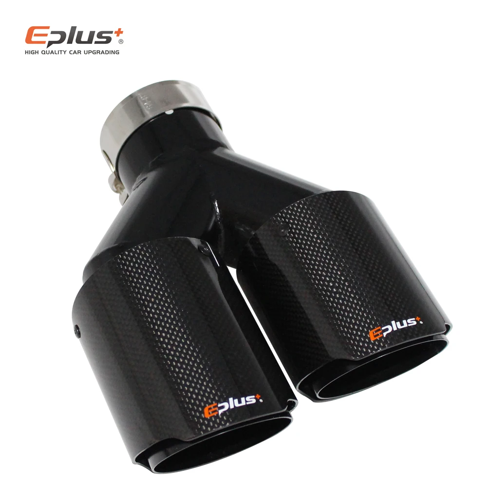 EPLUS Car Carbon Glossy Muffler Tip Y shape Double