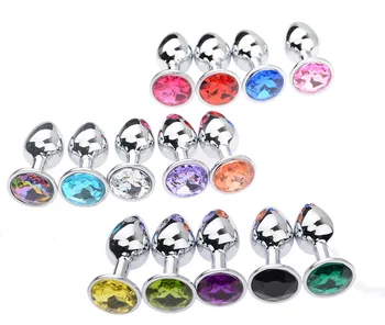 Multiple Colors Stainless Steel Anal Butt Plug Crystal Anal Beads Anus Dilator Smooth Anal Sex Toys Prostate Massager 2